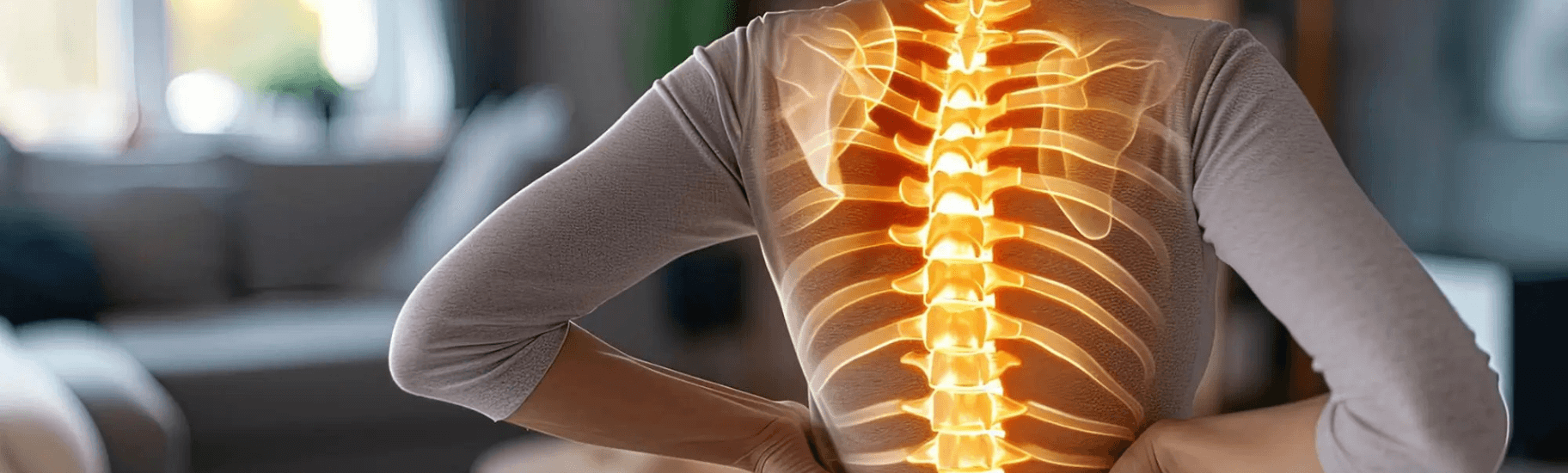 Illustration of a glowing spine highlights back care by Desert Spine and Sports Physicians, Arizona specialists in spinal health.